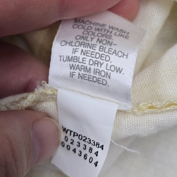 J Jill Shirt Women 2X Yellow White Plaid Button Roll Tab Sleeve Beachy Coastal‎ - Picture 7 of 11